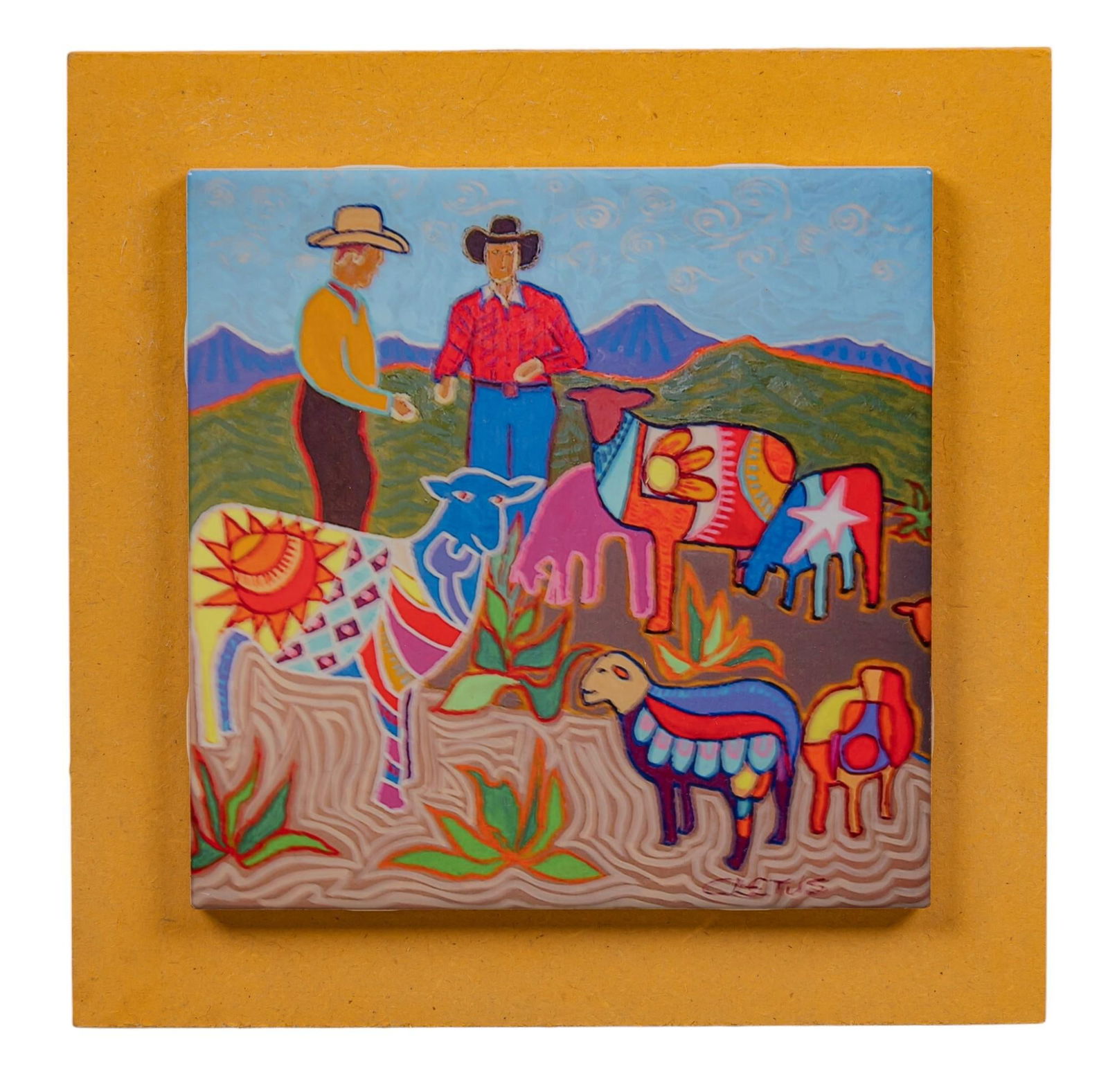 Brother Cletus Behlmann, Cowboy Tile (1 of 5)