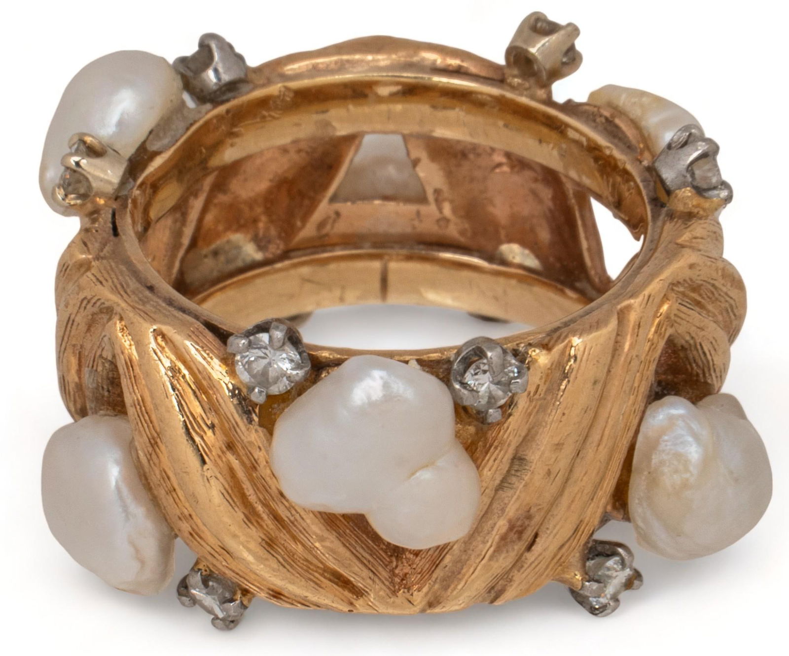 Vikki Carr | 14K Pearl and Diamond Ring (1 of 4)