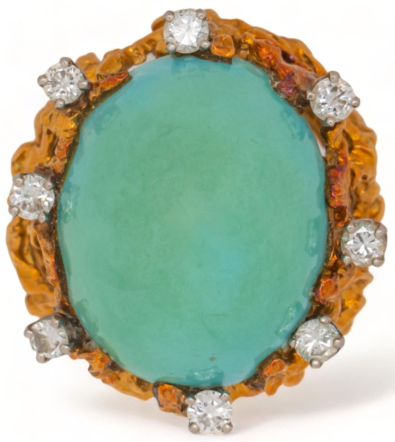 Vikki Carr | 18K Cabochon Turquoise Diamond Ring (1 of 4)