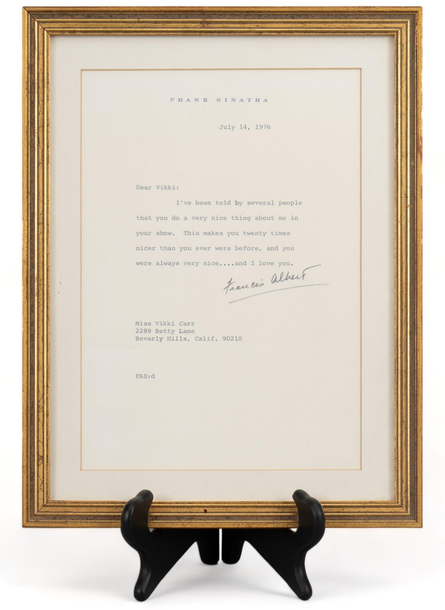 Vikki Carr | Frank Sinatra Letter to Vikki Carr (1 of 9)