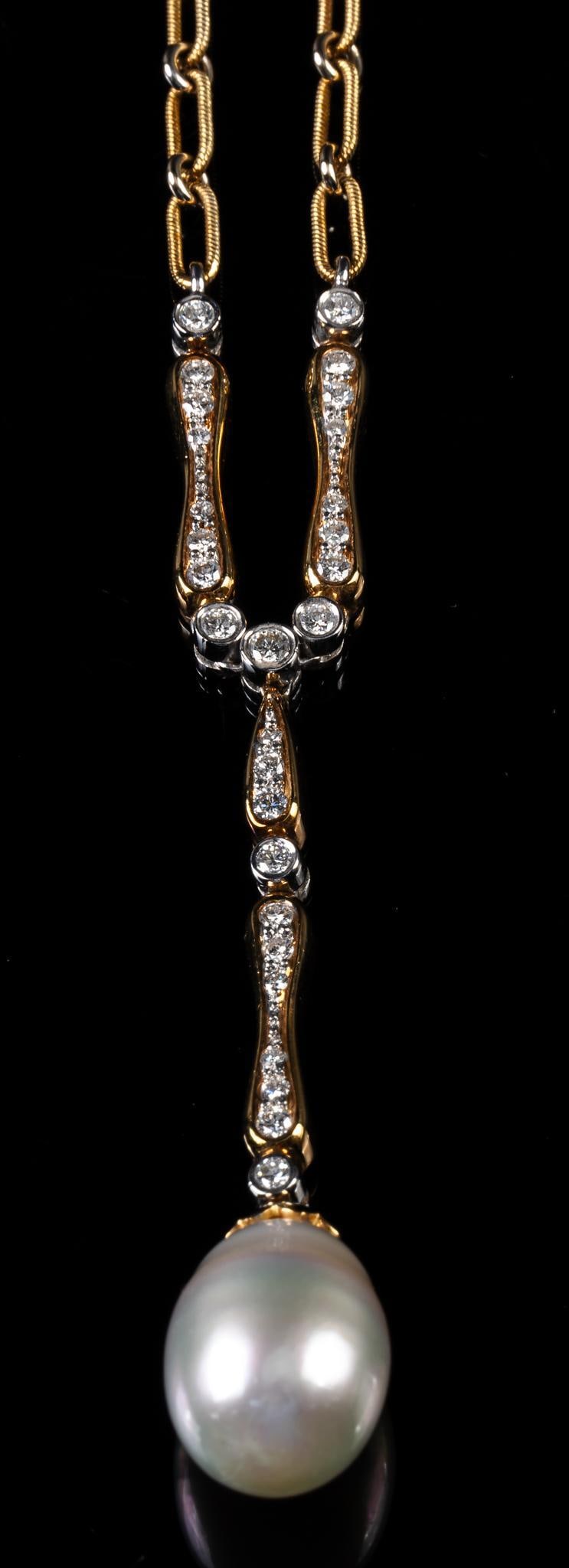 Vikki Carr | 18K Pearl Diamond Drop Necklace (1 of 8)