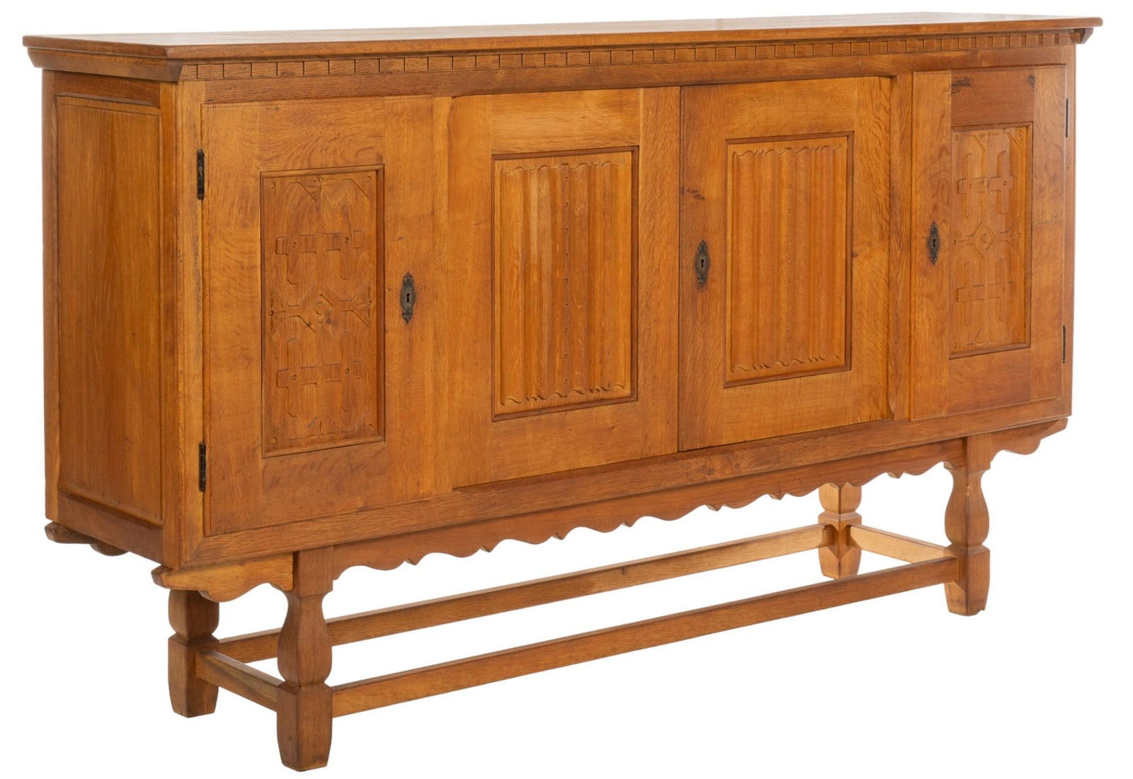 Henning Kjaernulf (DNK) Style Mid-Century Carved Wood Credenza (1 of 9)