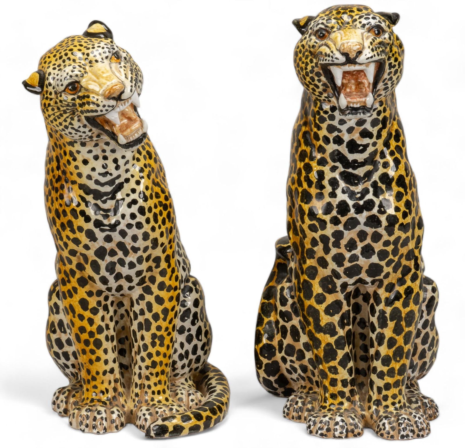 (2) Italian Ceramic Leopard Sculptures (1 of 13)