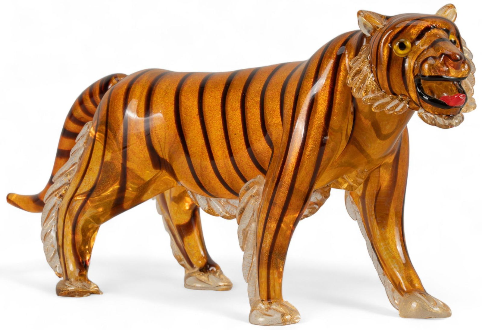 Tiger Malesia Sculpture, Murano Style Glass (1 of 6)