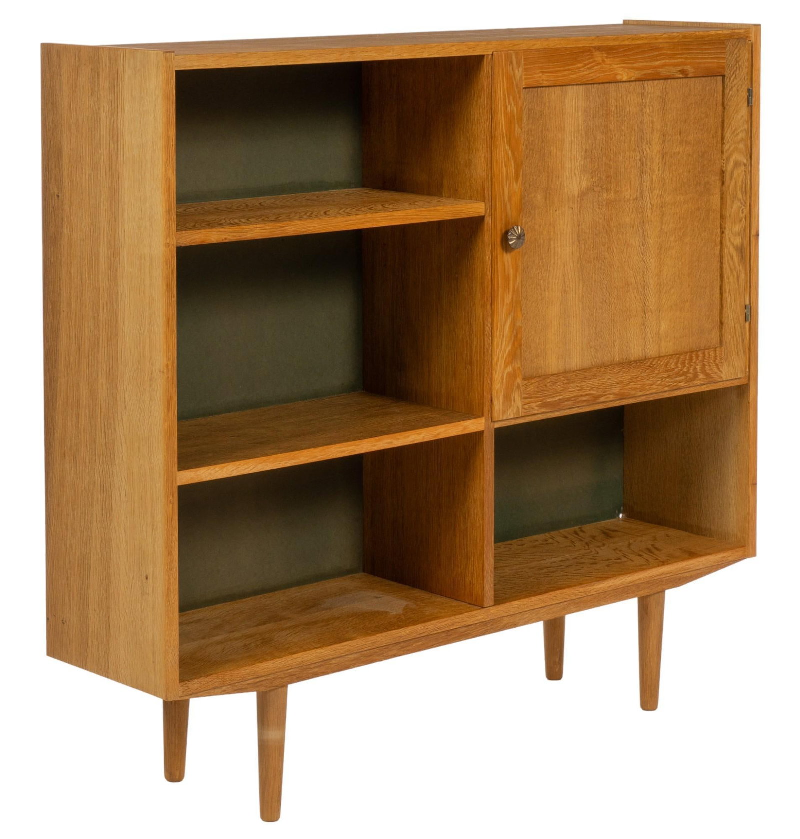VareFakta (DNK) Mid-Century Credenza: Varefakta (Denmark) mid century credenza featuring two interior cabinets, left side with three adjustable shelves, right side with one upper cabinet and one lower cabinet height 43 in. x width 47 in. 