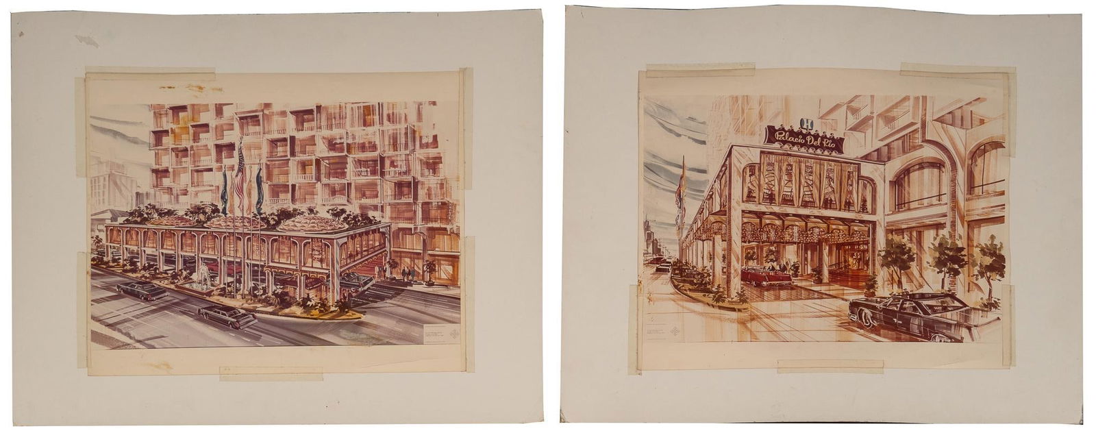 (2) Artists' Renderings of the Palacio del Rio, 1967 (1 of 6)