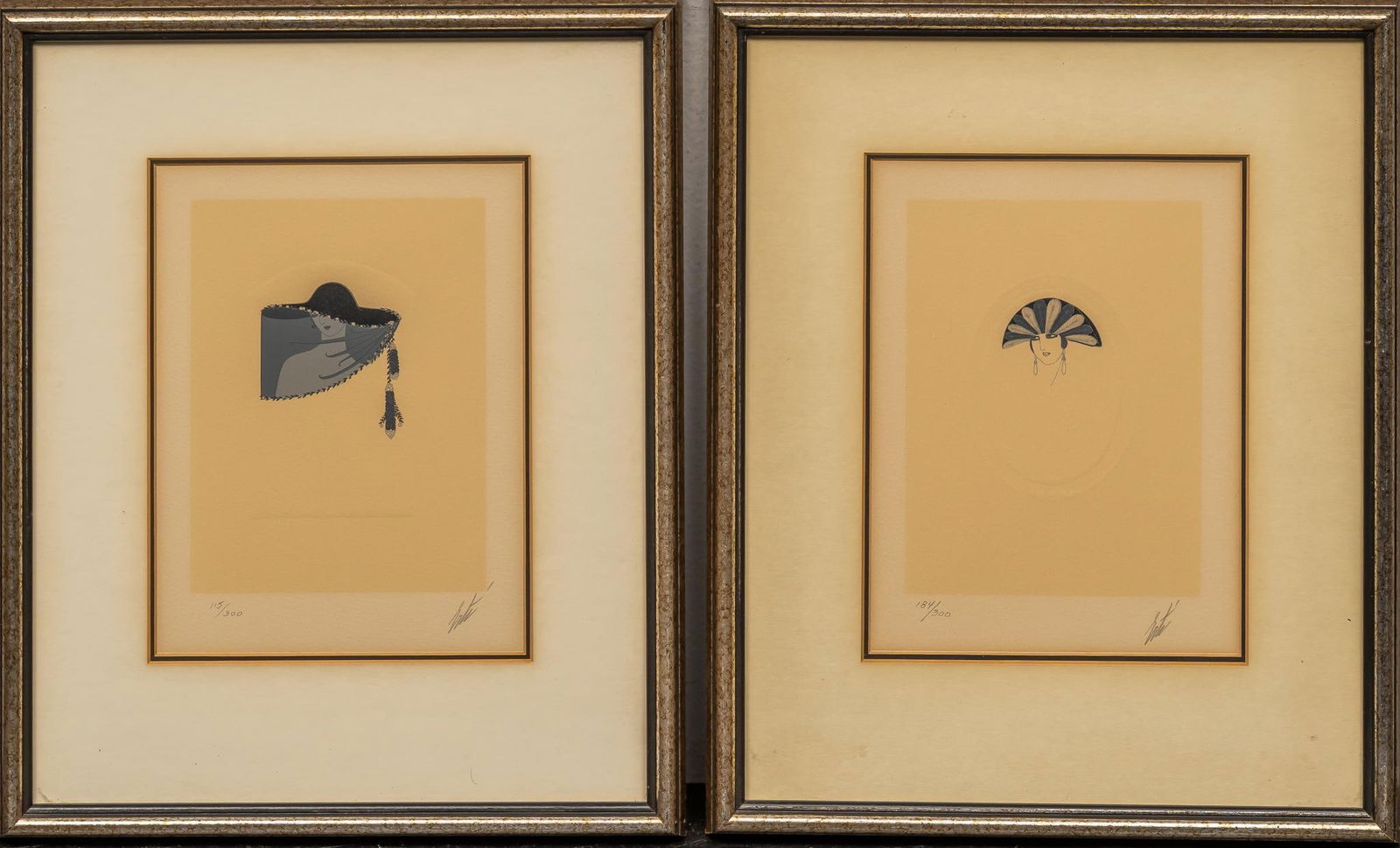 Erte, Signed "Feathers" and "The Veil" (1 of 8)