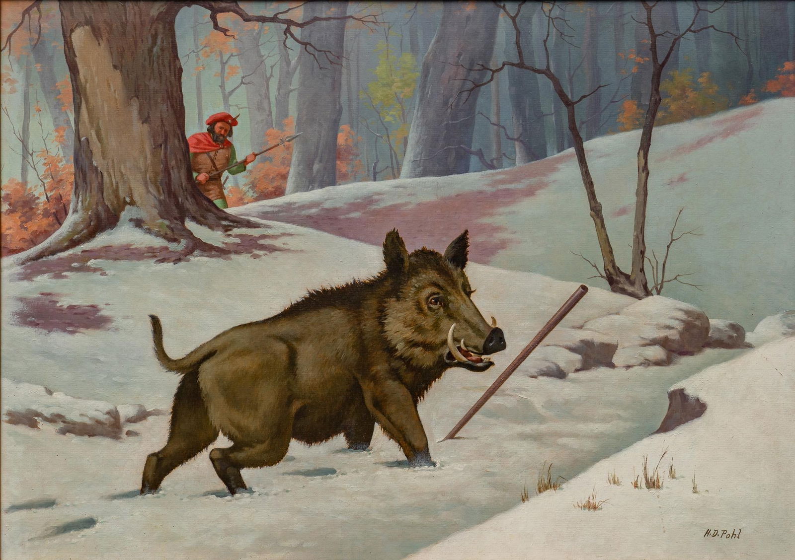 Hugo Pohl, "Wild Boar Hunting", 1980 (1 of 8)