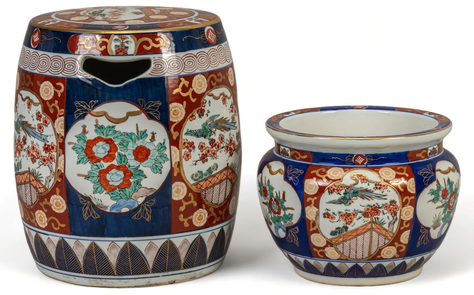 Gold Imari  Ceramic Planter and Stool (1 of 9)