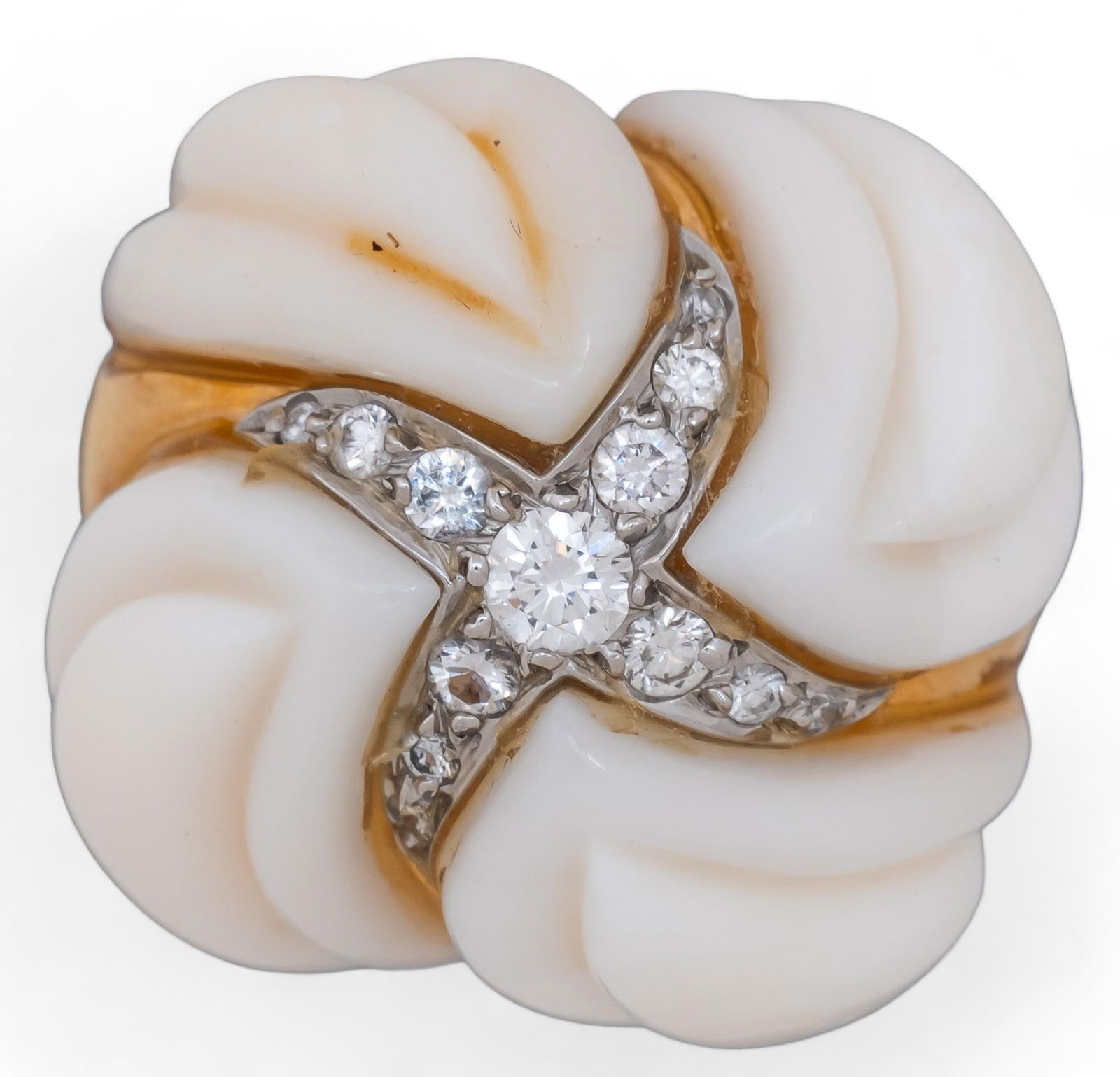 18K Gold White Coral and Diamond  Ring (1 of 4)