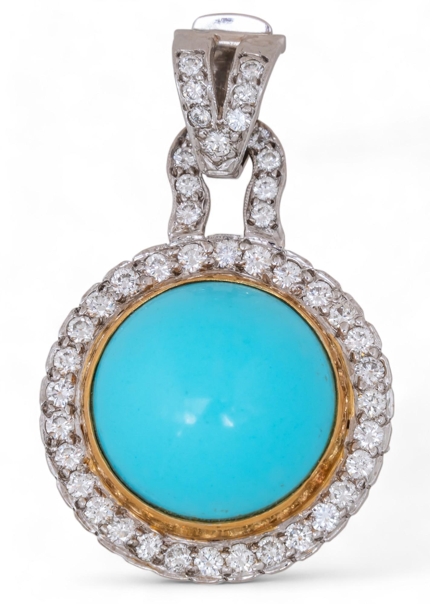 18K Persian Turquoise Diamond Pendant and Drop (1 of 4)