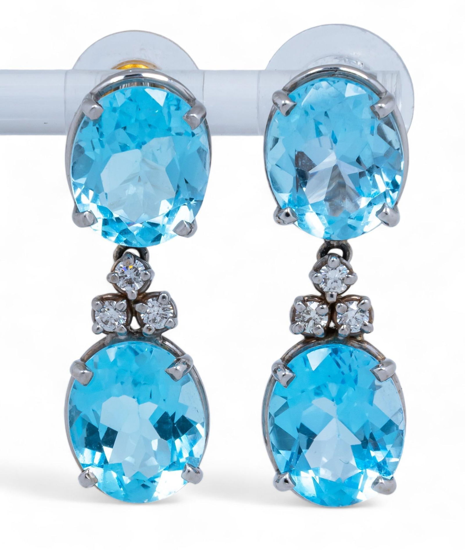 14K Gold London Blue Topaz and Diamond Dangle Earrings (1 of 4)