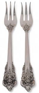 Set of (12) "Grand Baroque" By Wallace Silversmiths Oyster Forks: Set of (12) sterling silver &#34;Grand Baroque&#34; By Wallace Silversmiths oyster forks, no monogram or removal, twelve pieces  Weighable silver: 9.47 ozt  Provenance: Property from the collection of