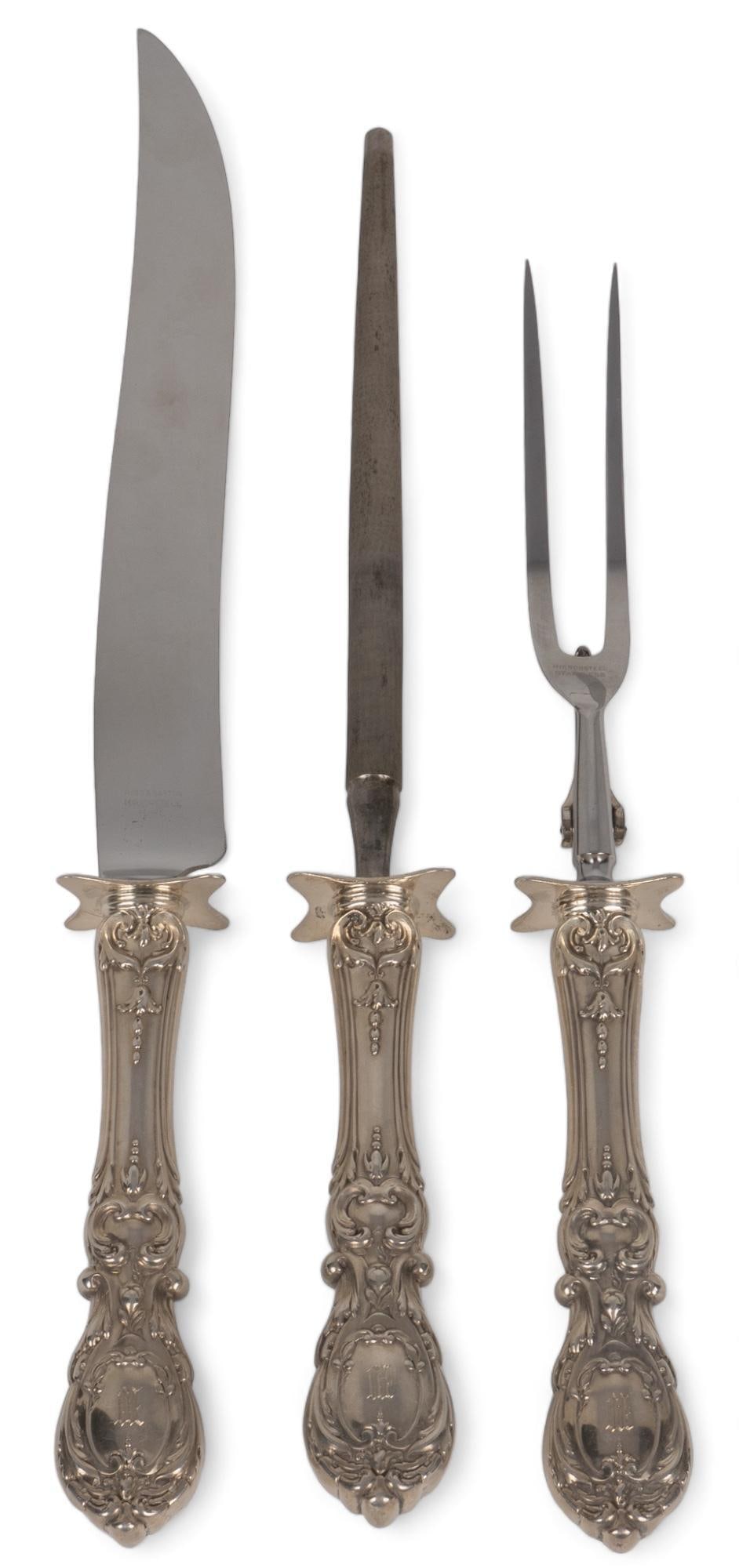 Set of (3) "Francis I" By Reed & Barton Sterling Carving Set (1 of 6)