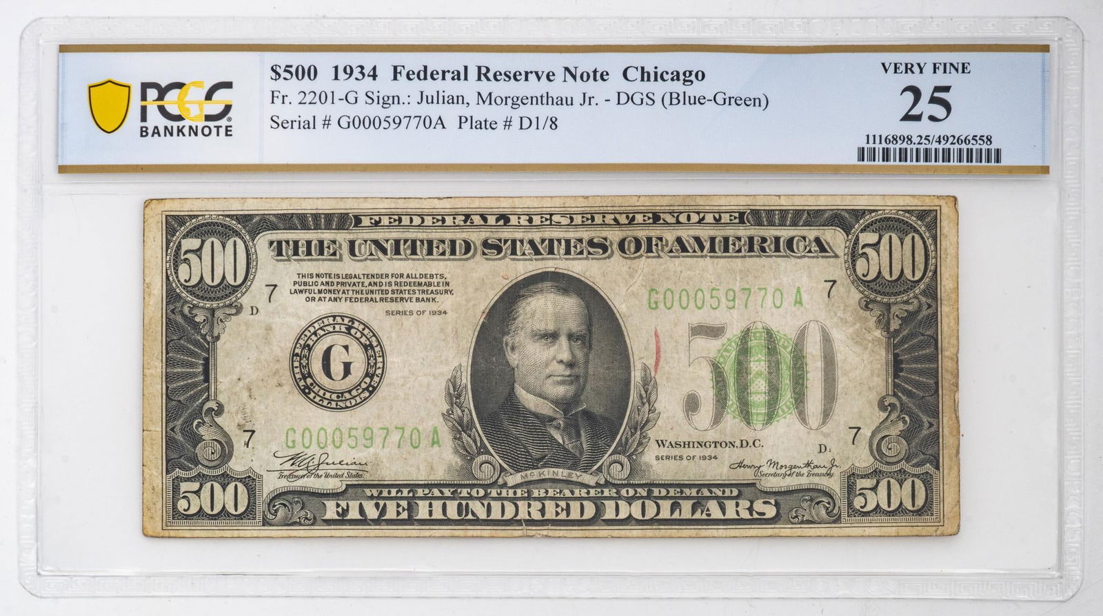 1934 $500 Chicago Federal Reserve Note (1 of 2)