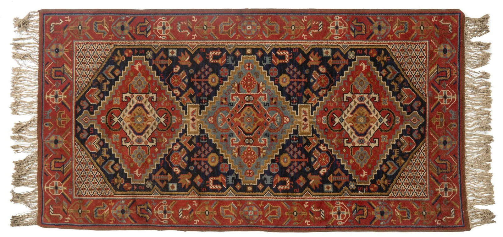Handmade Estate Rug, 6 ft. x 3 ft. 1 in.: Handmade estate rug 6 ft. x 3 ft. 1 in. Shipping available for this lot through our partner 4CL; please request a shipping quote at shipping@vogtauction.com or 210-971-5750. You may also opt for a