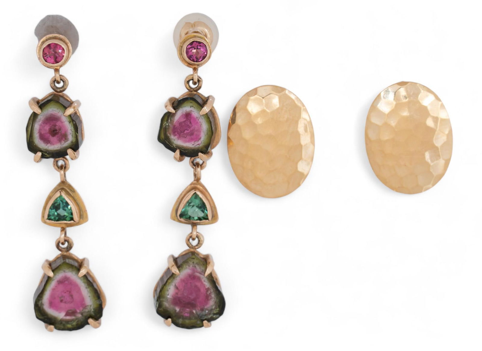 14K Gold Tourmaline Earrings with Second Pair of Gold Earrings (1 of 5)