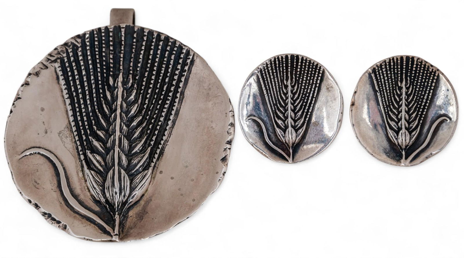 Vintage James Avery Sterling Silver Wheat Motif Pendant and Earrings (1 of 8)