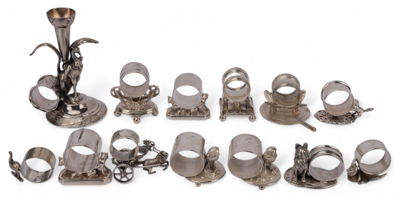 Collection of (13) Silverplate Figural Napkin Rings (1 of 12)