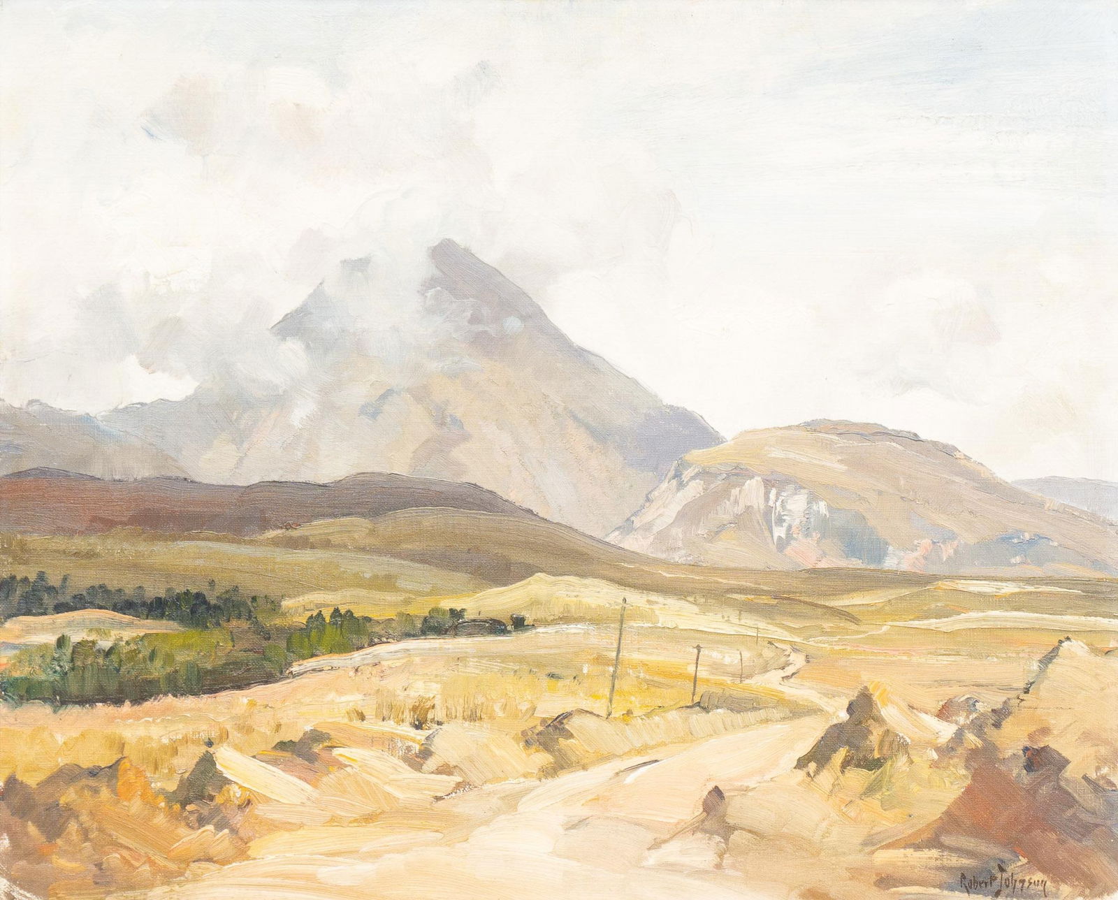Robert Johnson (1890-1964), Landscape: Robert Johnson (1890-1964), landscape, oil on canvas, framed sight: 18"h x 22"w We happily provide seamless shipping services on everything we sell. Please email us at shipping@vogtaucti