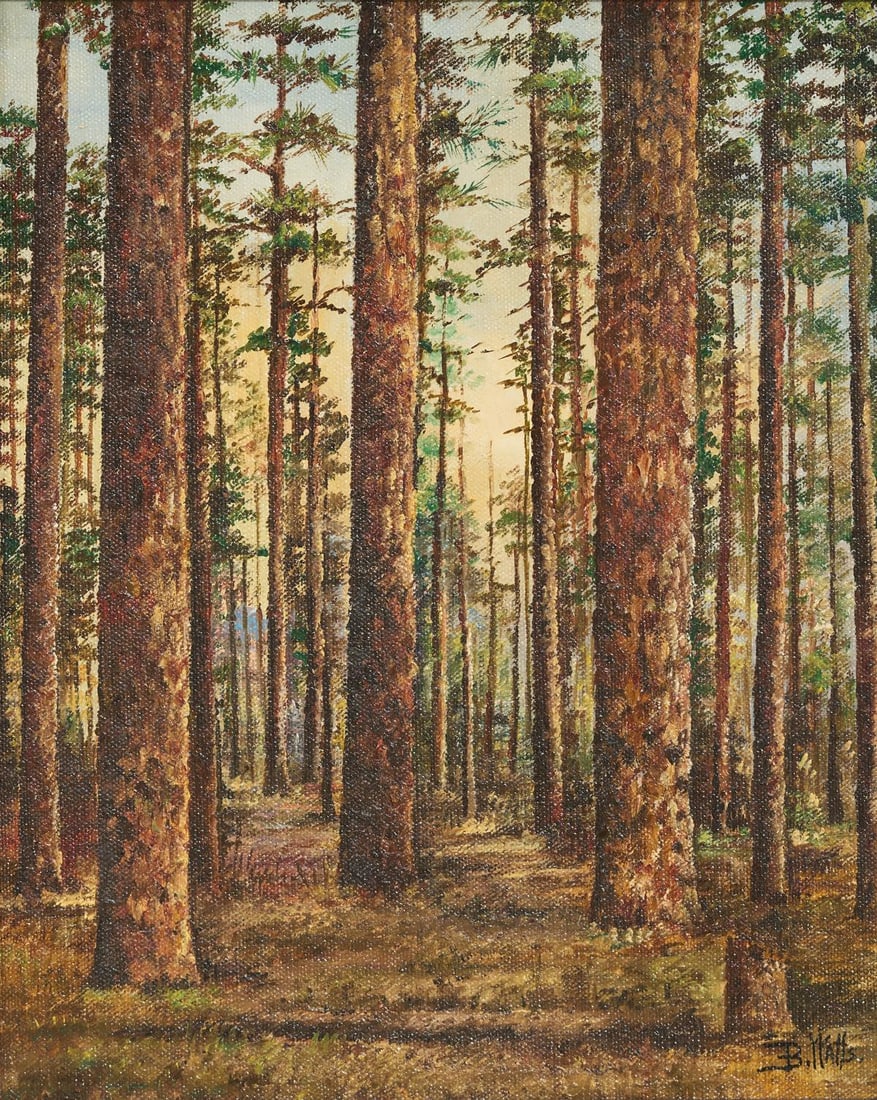 Beulah Watts (1872-1941), Piney Woods: Beulah Watts (1872-1941), piney woods, oil on canvas, framed sight: 14"h x 11"w, frame: 16.75"h x 14"w Provenance: The Collection of Dr. Joe Pierce (San Antonio, TX) We happily provide