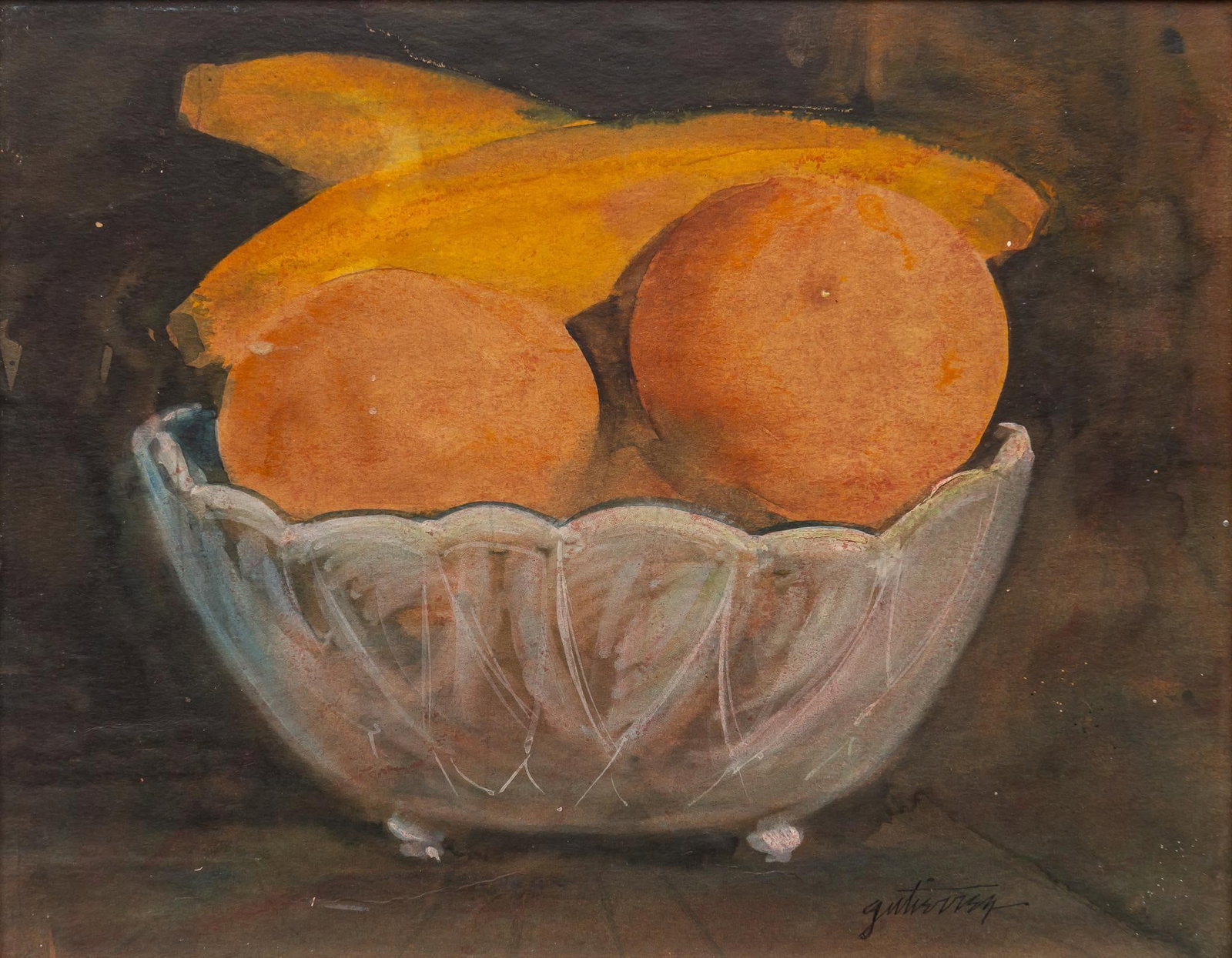 Raul Gutierrez, Fruit Still Life: Raul Gutierrez, fruit still life with oranges and bananas, oil on board sight: 8 x 10 in. Shipping available for this lot through our partner 4CL; please request a shipping quote at shipping@vogta