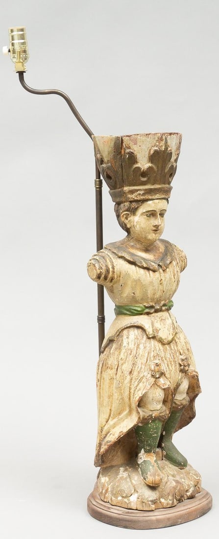 20th C. Mexican Folk Art Santos Lamp, Angel (1 of 3)