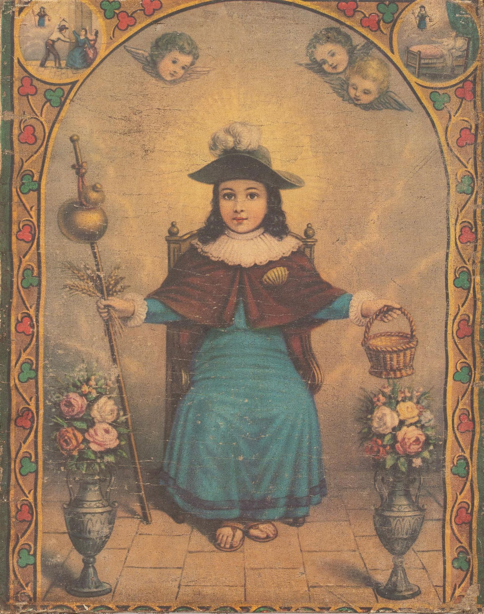 20th C. Mexican Folk Art Retablo, Santo NiÃ±o de Atocha (1 of 2)