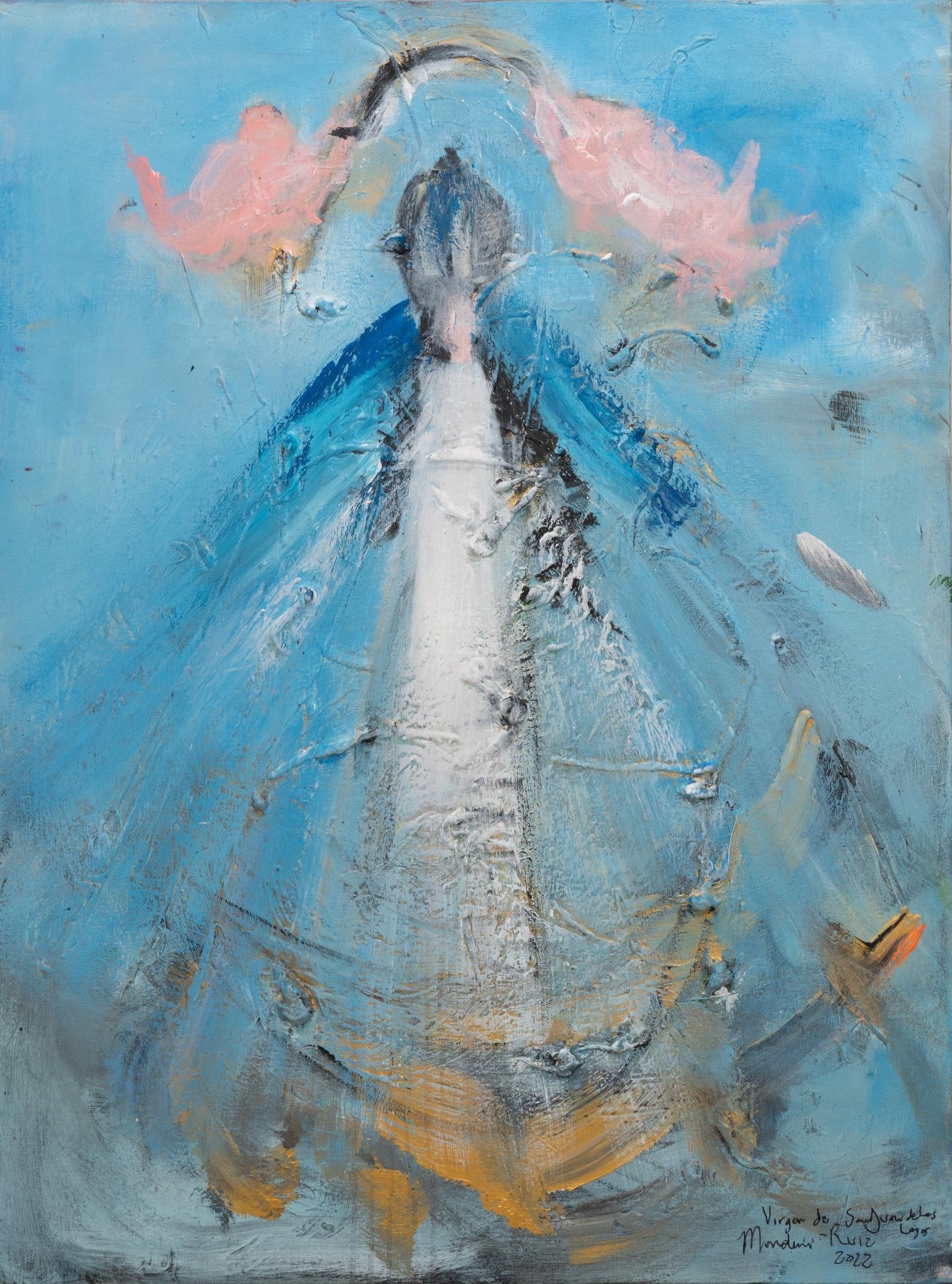 Franco Mondini Ruiz, "Virgen de San Juan de Lagos": Franco Mondini-Ruiz (San Antonio, Texas, b. 1961), "Virgen de San Juan de Lagos", 2022, oil on canvas unframed size: 48.5 x 36 in. Shipping available for this lot through our partner 4CL; plea