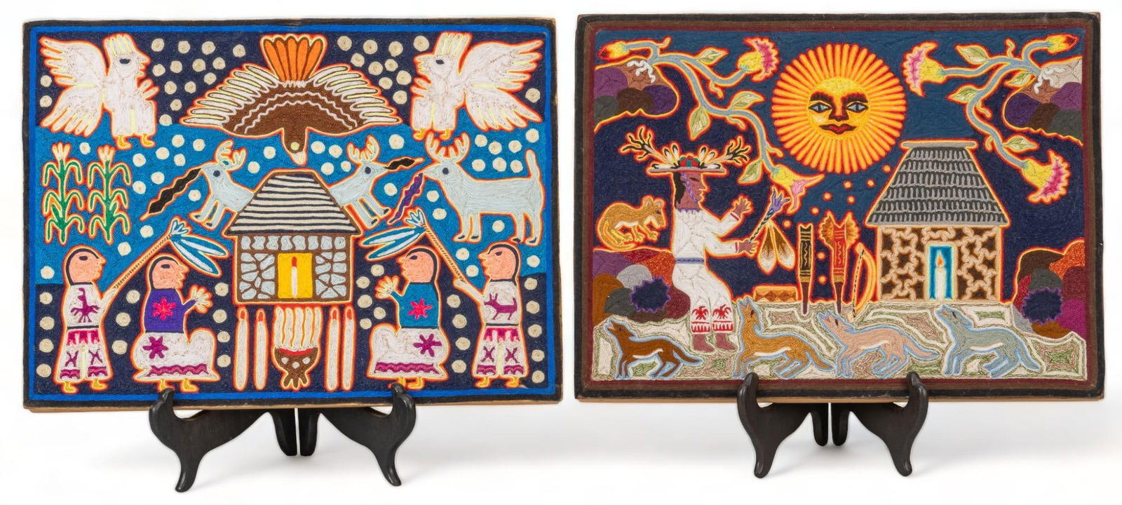 (2) Huichol Yarn Paintings (1 of 5)