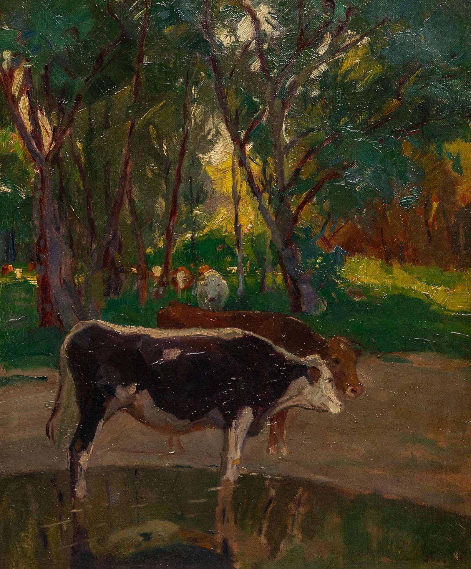 Vintage Painting, Cows in Field (1 of 5)
