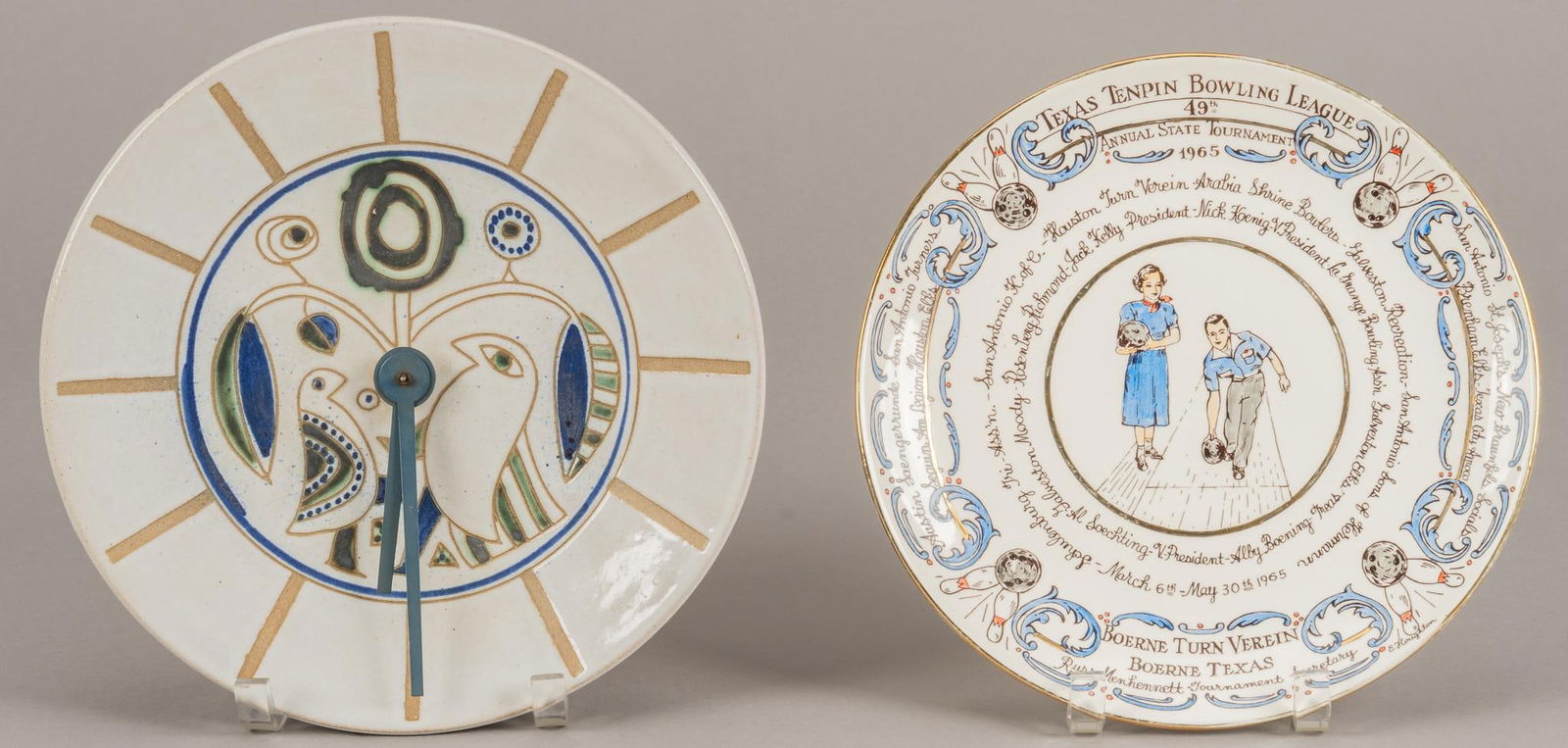 (2) Mid-Century Ceramic Wall Clock and Plate (1 of 11)