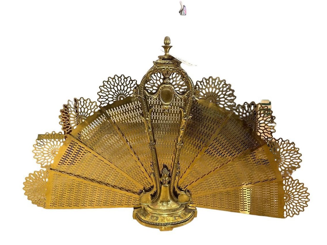 Vintage Folding Peacock Fireplace Screen (1 of 1)