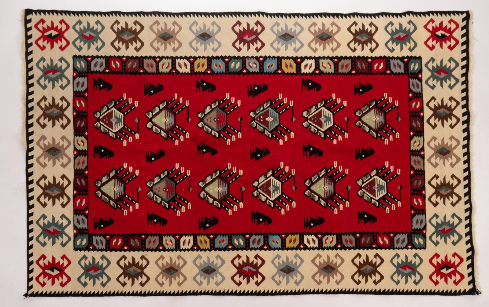 Hand-Made Turkish Kilim Estate Rug, 8' x 4': Hand-made Turkish Kilim estate rug 8' x x 4' We happily provide seamless shipping services on everything we sell. Please email us at shipping@vogtauction.com or call 210-971-5750 for more 