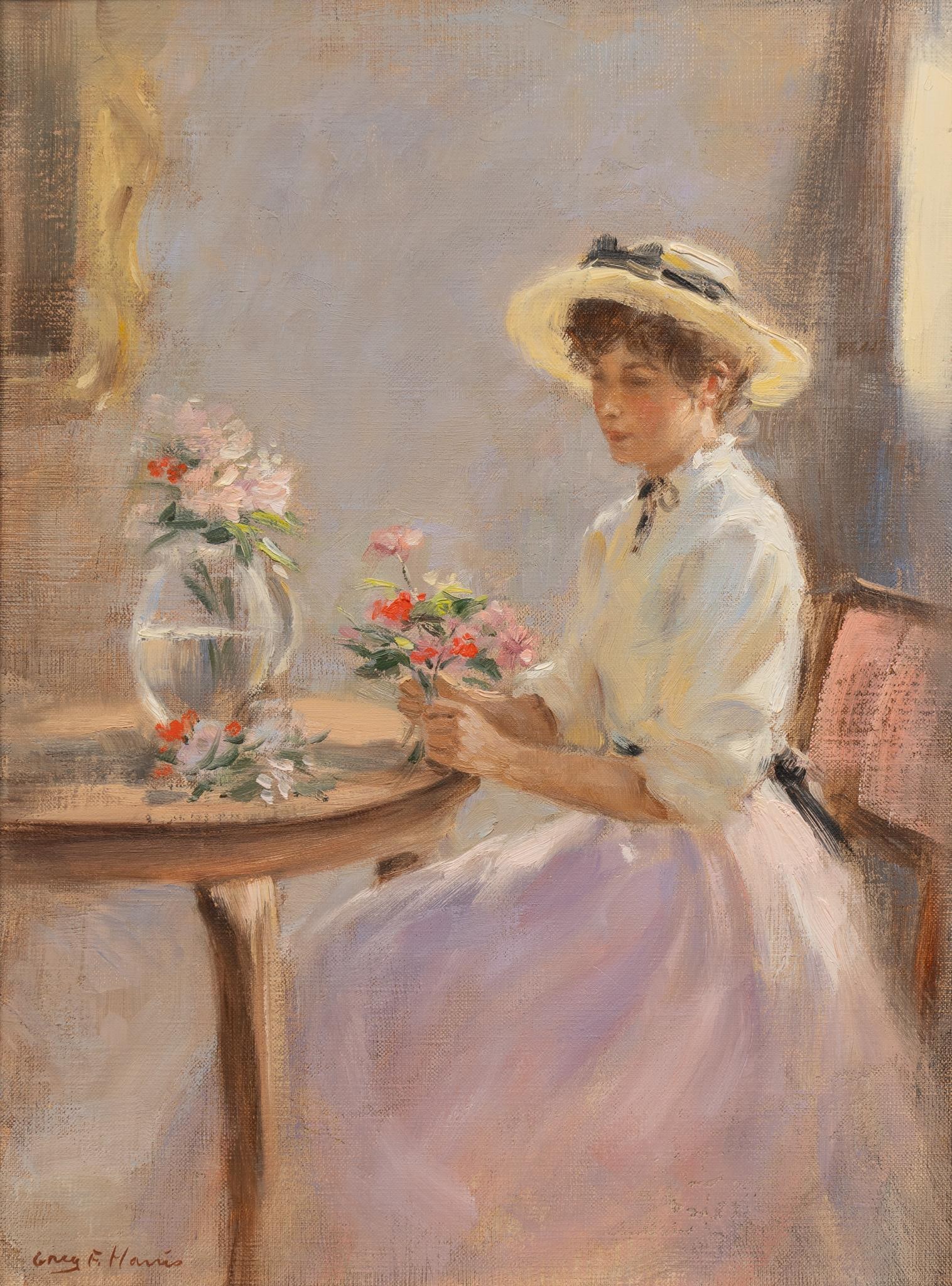 Greg Harris, "April Bouquet", 1988: Greg F. Harris, "April Bouquet", 1988, oil on canvas sight: 12 x 16 in., frame: 26 x 30 in. Provenance: Property from the home of a San Antonio, Texas lady Shipping available for this lot thro