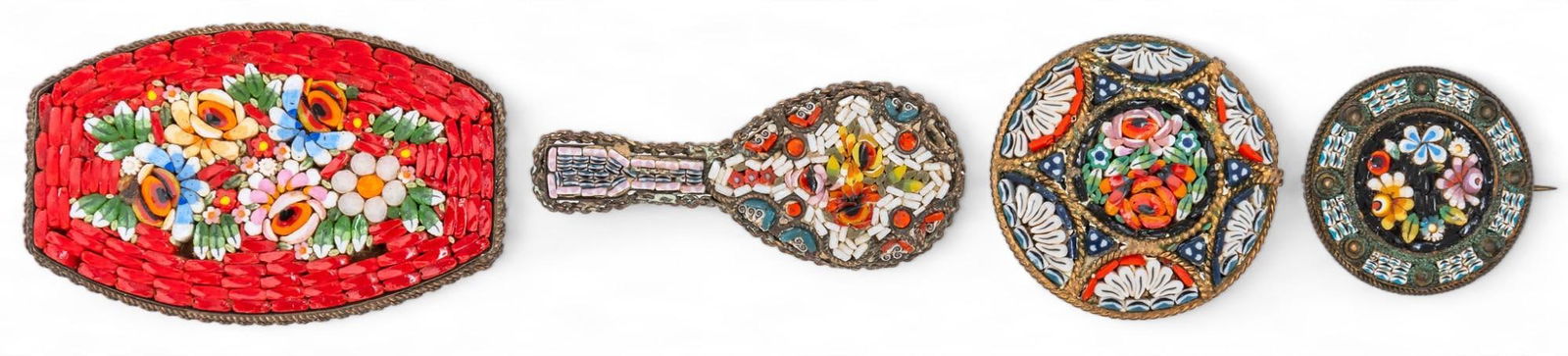 Set of (4) Italian Mosaic Brooches (1 of 8)