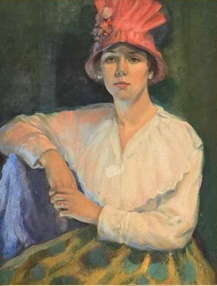 Lady in a Red Hat, Oil on Canvas (1 of 2)