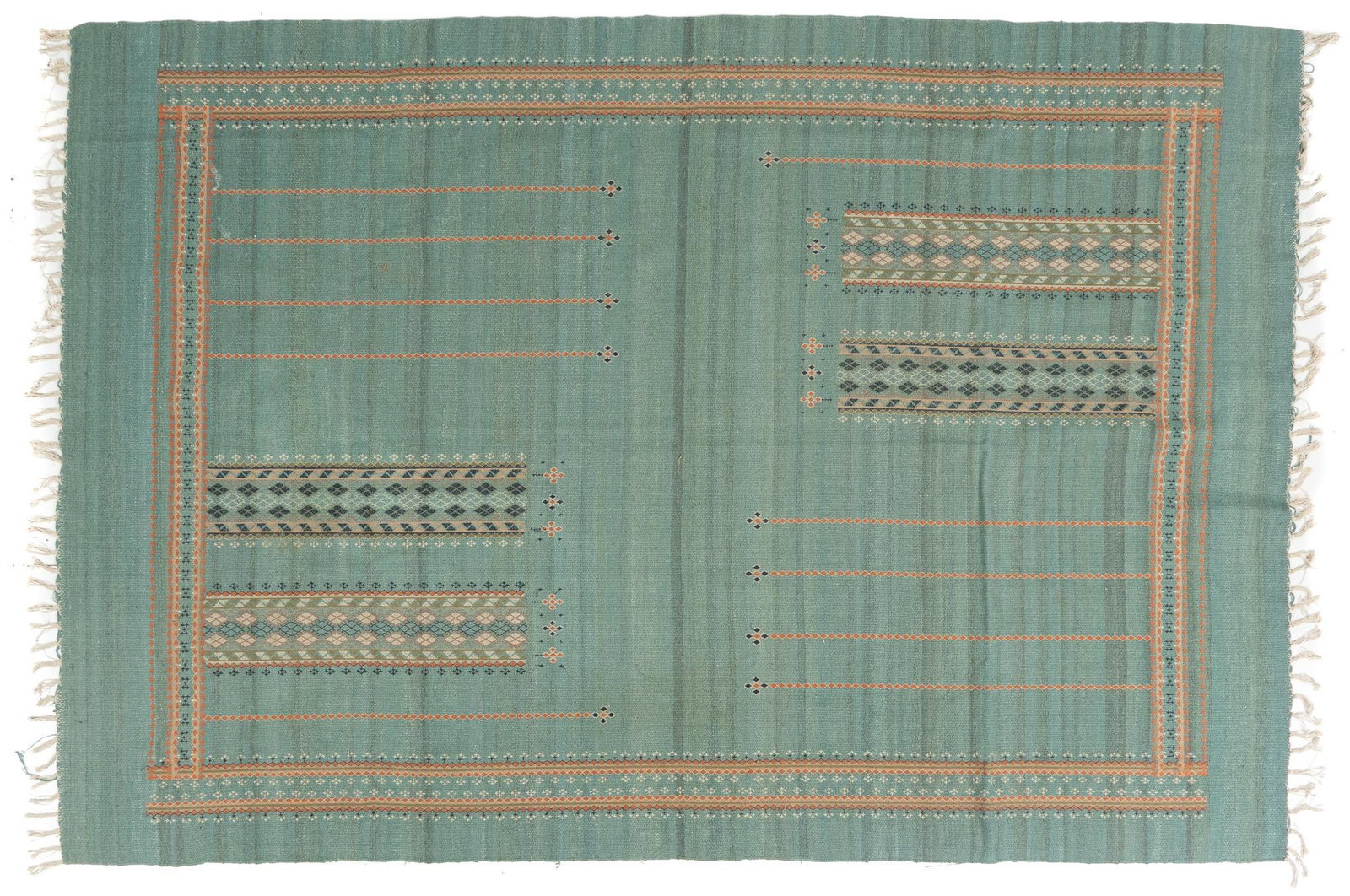 Handmade Farida Kilim Estate Rug, 6 ft. x 9 ft.: Handmade Farida Kilim estate rug 6 ft. x 9 ft. Provenance: Property from the home of a San Antonio, Texas lady Shipping available for this lot through our partner 4CL; please request a shipping quote 