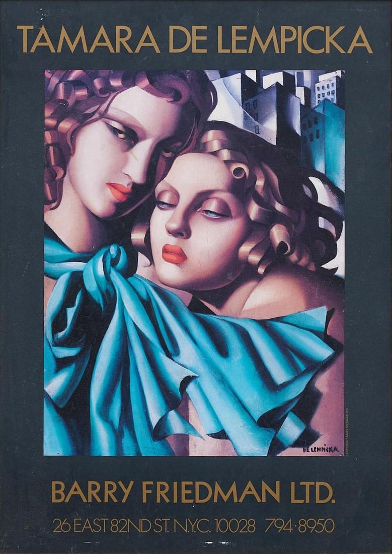 Tamara de Lempicka Poster, Barry Friedman Gallery: Tamara de Lempicka (1898-1980, Poland) poster, Barry Friedman Gallery image: 26 x 18", frame: 28 x 20.5" Provenance: The Estate of Dr. Richard L. Garcia, San Antonio, Texas Barry Friedman L