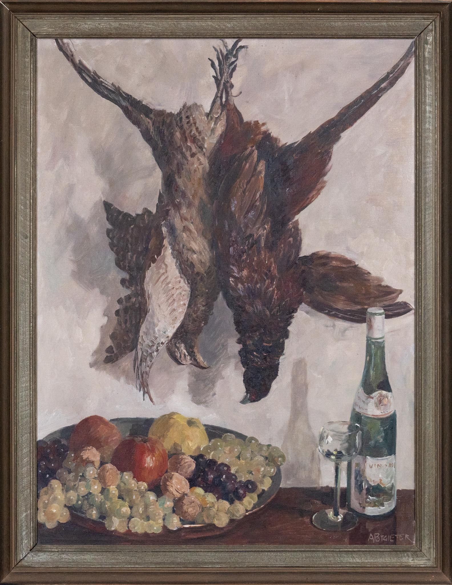 Adam Potgeiter (Dutch, 1899-1982), Still Life with Fruit & Chickens (1 of 4)