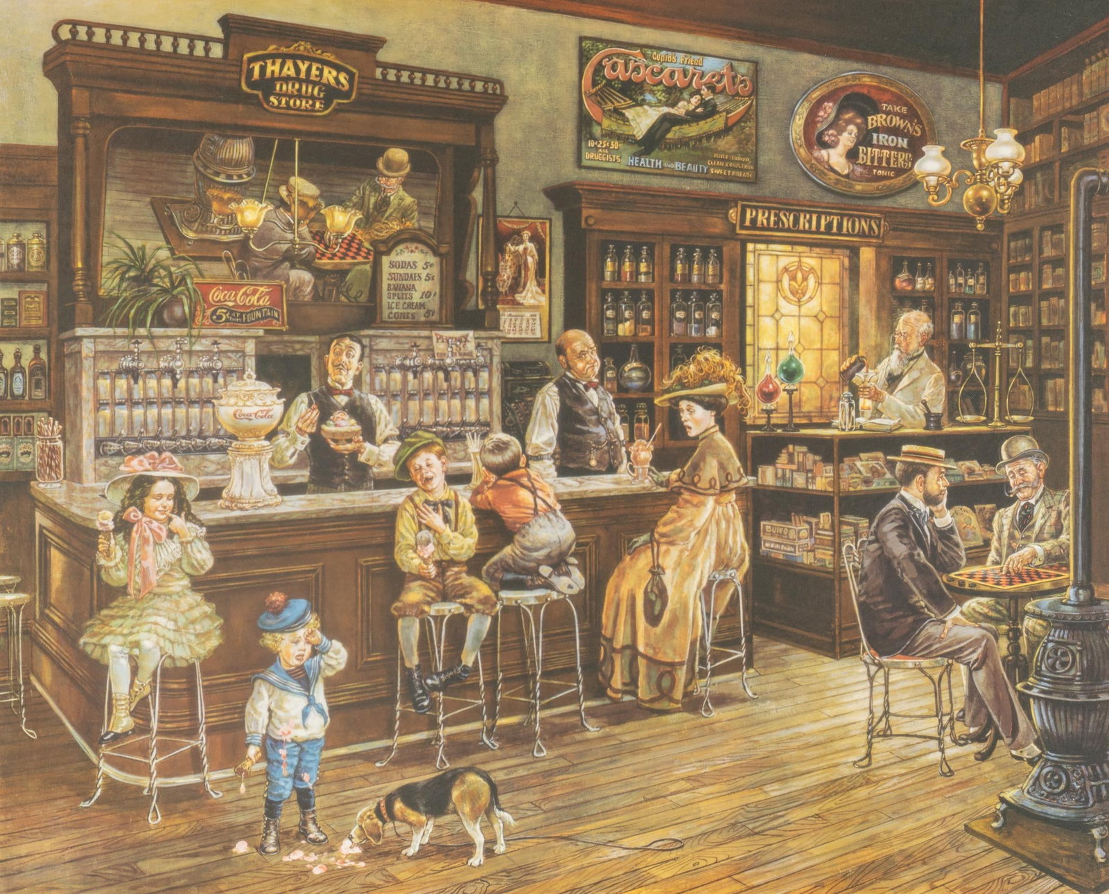 Lee Dubin, "Turn of the Century Drugstore": Lee Dubin, (20th C. California) "Turn of the Century Drugstore", signed and numbered print, ed. 16/275 sight: 24 x 30 in., frame: 32.5 x 38.5 in. Provenance: Property from an Oklahoma City, Ok