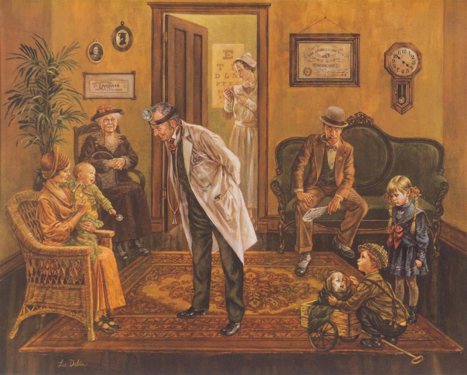Lee Dubin, "Doctor's Office" Print: Lee Dubin, (20th C. California) "Doctor's Office", signed and numbered lithograph, ed. 35/200 sight: 26.5 x 32 in., frame: 31.5 x 37 in. Provenance: Property from an Oklahoma City, Oklahom