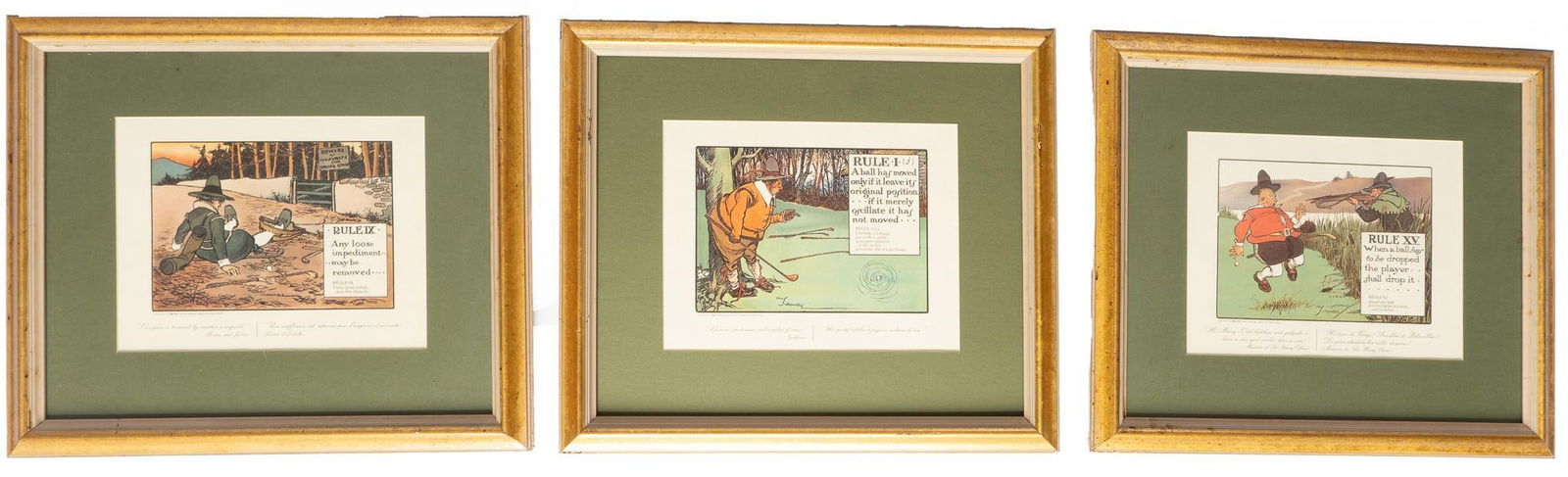 Set of (3) Vintage Charles Crombie Golf Prints, Perrier Sparkling Water (1 of 5)
