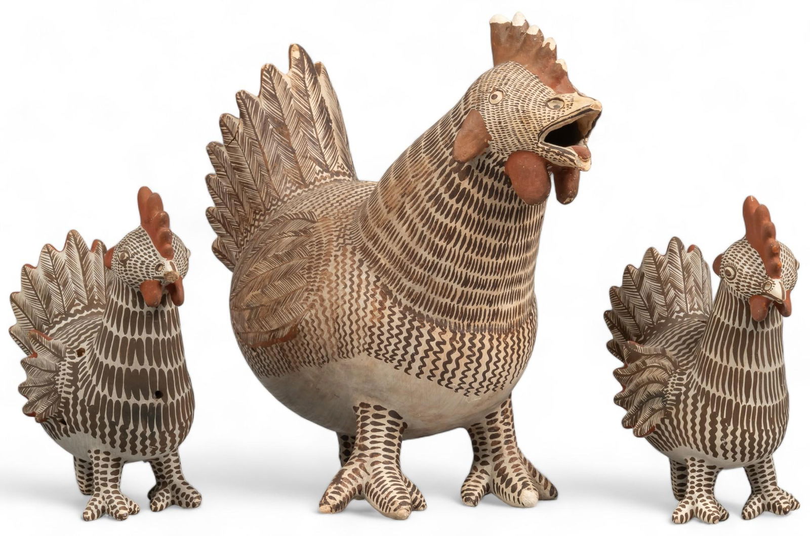 (3) Mexican Ceramic Chickens (1 of 11)