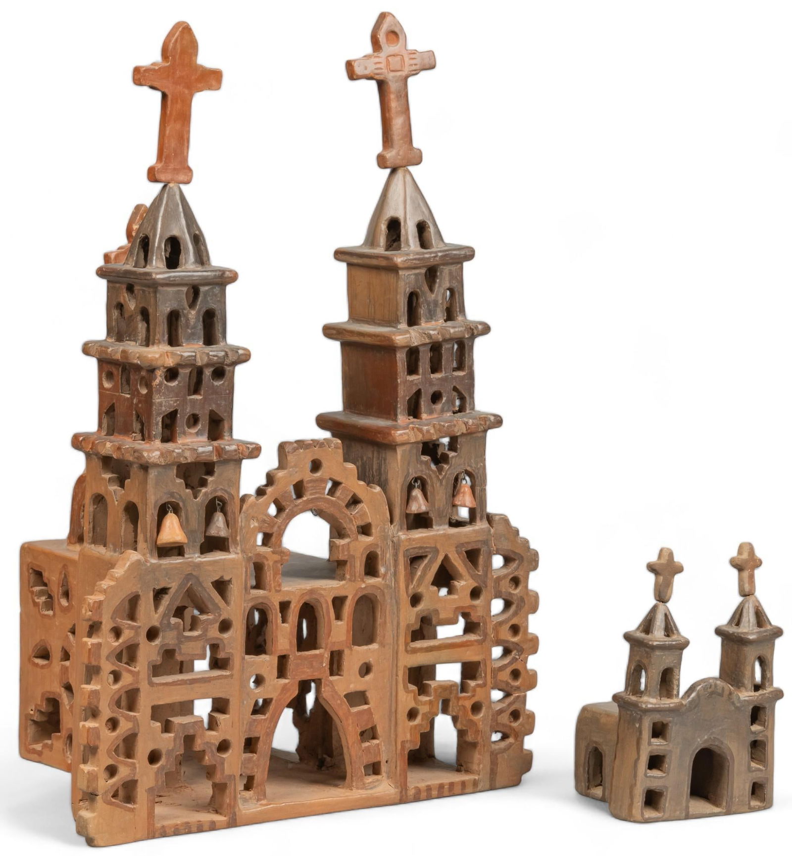 (2) Burnished Ceramic Churches (1 of 9)