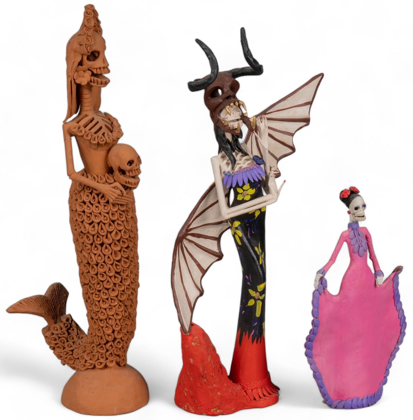 (3) Mexican Folk Art Catrina Figures (1 of 8)