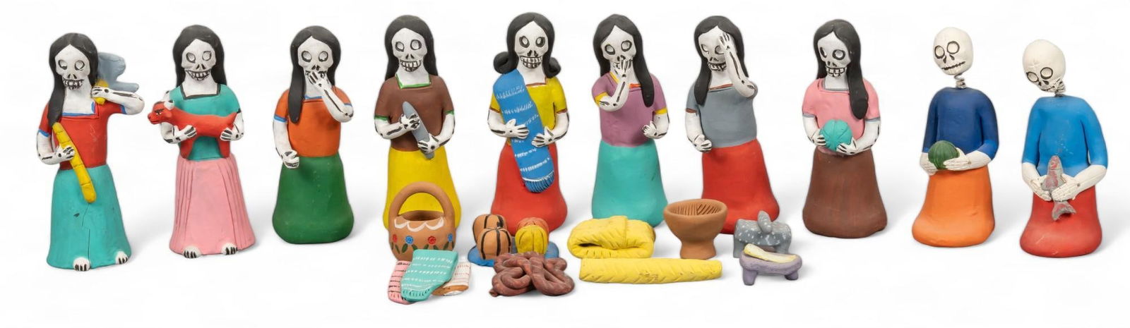 Mexican Folk Art Ceramic Day of the Dead Set (1 of 8)