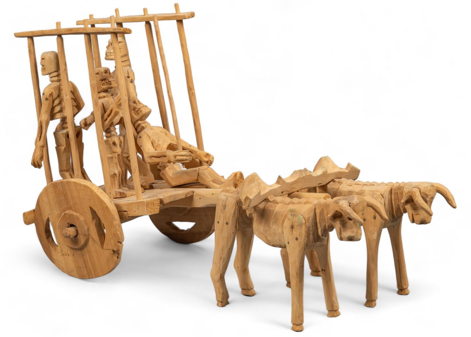 Carved Wood Ox Pulling Cart of Esqueletos (1 of 8)