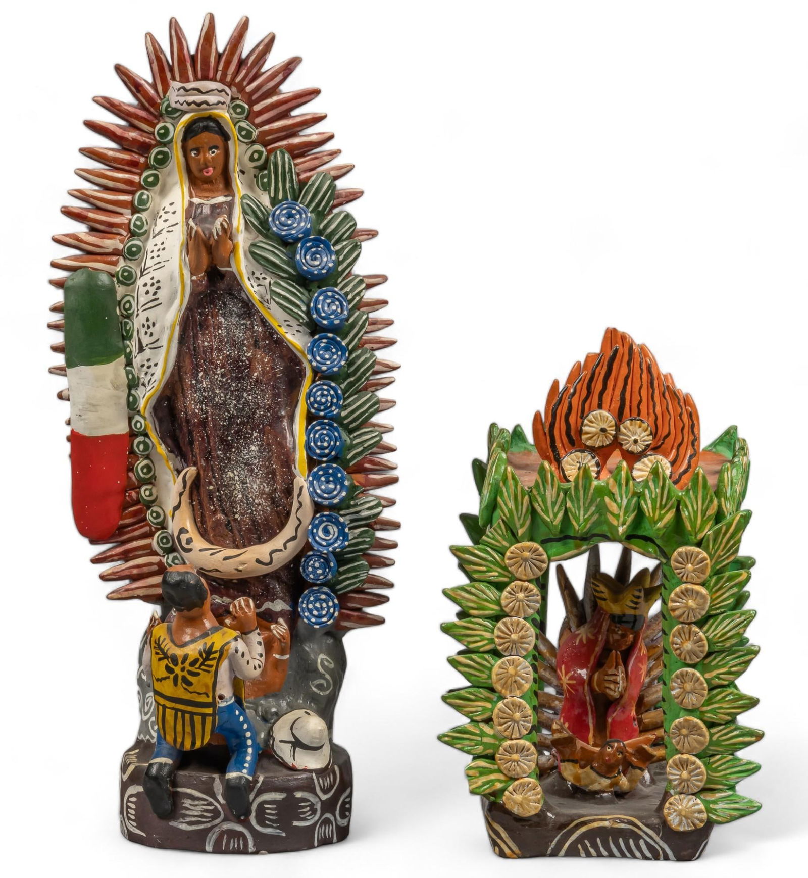 Pair of Mexican Ocumichu Virgen de Guadalupe Sculptures (1 of 9)