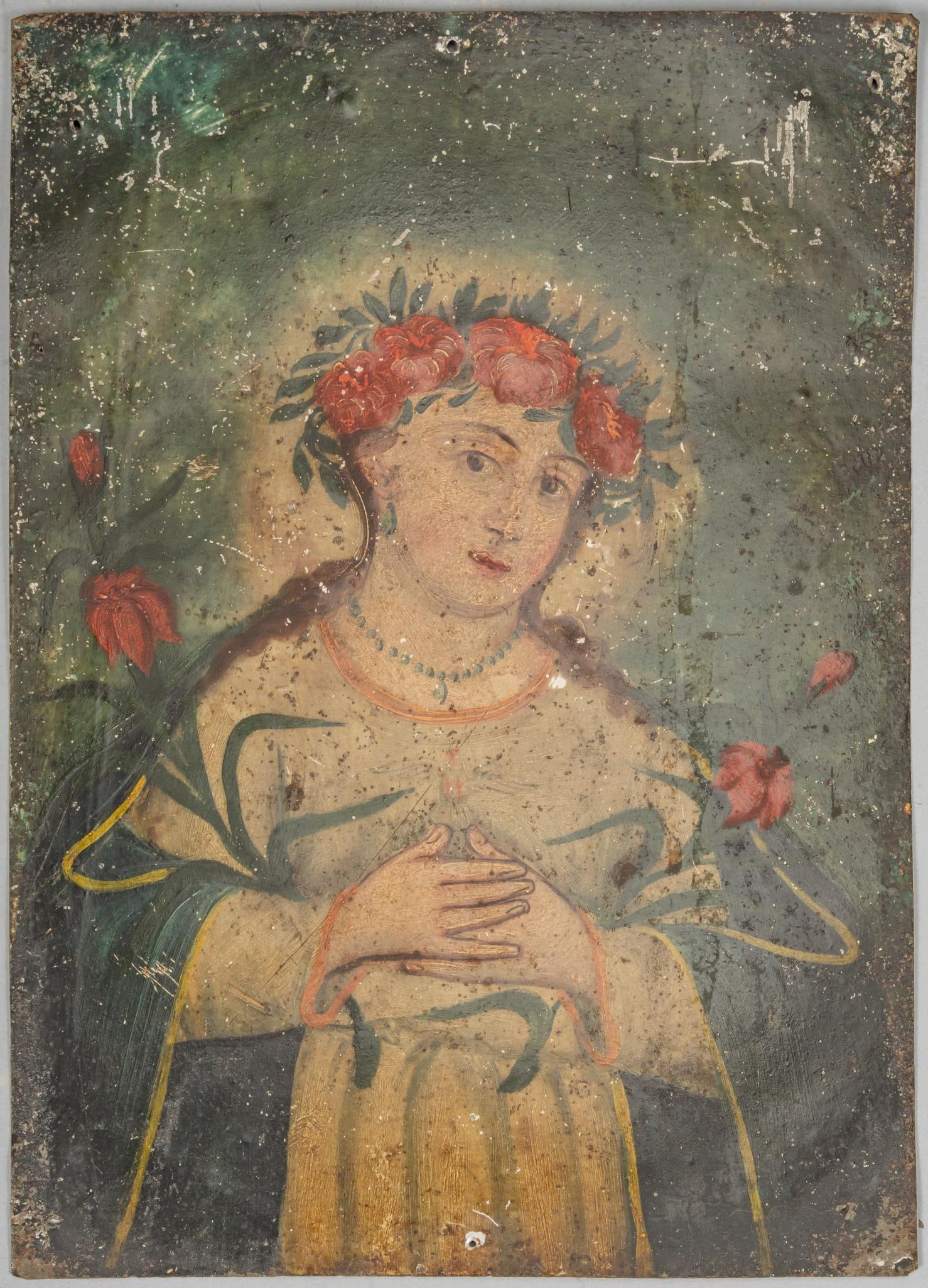 19th C. Mexican Retablo, La Alma de Maria (1 of 4)